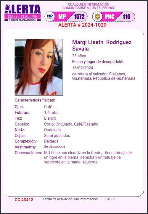 Activan alerta de búsqueda