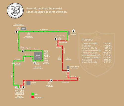Señor Sepultado Cristo del Amor de Santo Domingo: inicia a las 15:00 horas y retorna a la 01:15 horas del Sábado de Gloria.
