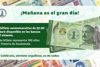 Billete conmemorativo de Q1 entra en circulación en Guatemala