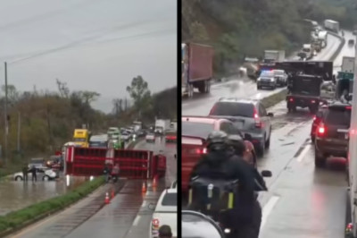Accidente entre camión y vehículo complica el tránsito en la ruta al Atlántico