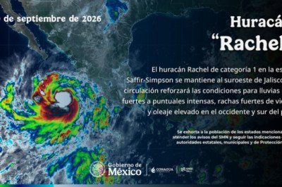 Rachel se fortalece a huracán categoría 1 frente al Pacífico mexicano